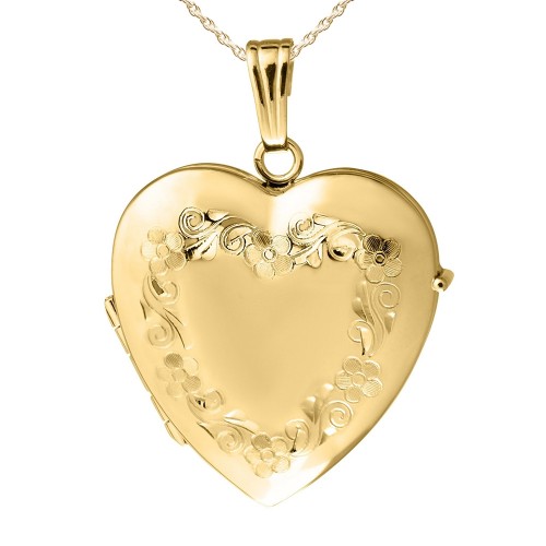 14K Gold Filled Petals 4 Picture Family Heart Locket 