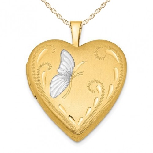 14k Gold Filled Butterfly Heart Photo Locket