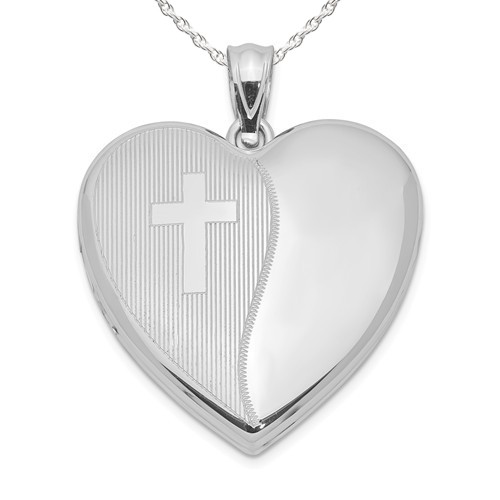 Sterling Silver Religious Heart Photo Locket
