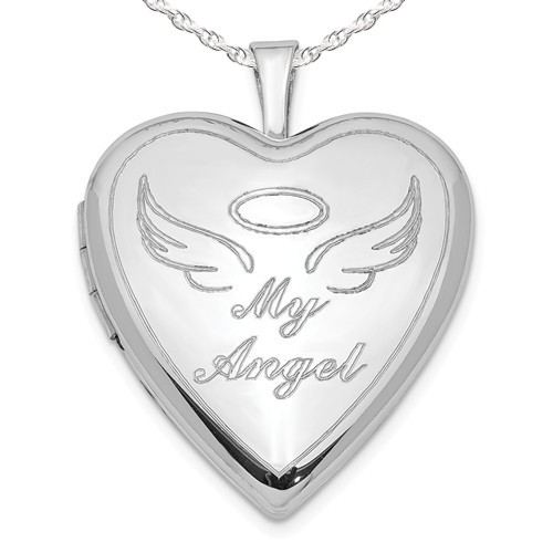 Sterling Silver "My Angel" Heart Photo Locket 